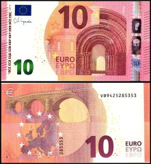 European Union 10 Euro Banknote, 2014, P-27v, UNC, Prefix V