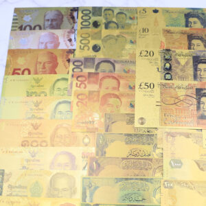 Lots 39Pcs Mixed Multi-Country Banknotes Crafts Gold Paper Money Prop Game Decor