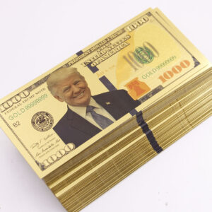 100 Pcs Gold Plated US President Trump 1,000 dollar Banknotes Crafts Collection