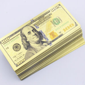 Wholesale 100 Pcs New $ 100 Dollar Color Gold Money Banknotes Crafts Prop Gift