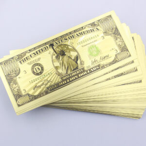 100 Pcs Gold Banknote Statue of liberty 1 Million US dollar Craft Gift Prop New