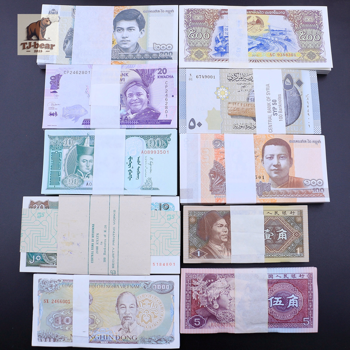 Wholesale 10 bundles of 1000 banknotes foreign paper money UNC collections gift
