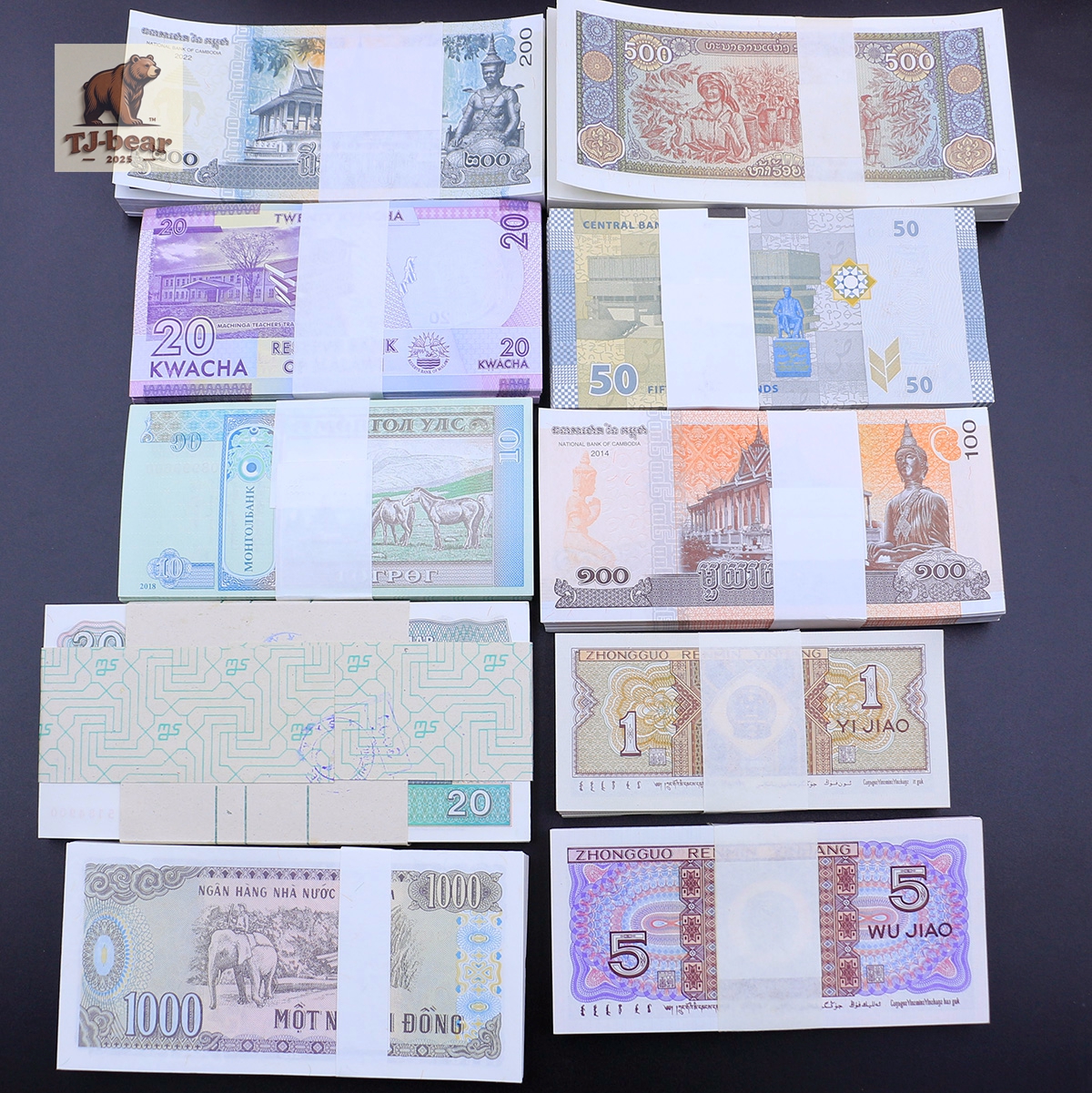 Wholesale 10 bundles of 1000 banknotes foreign paper money UNC collections gift - Image 5